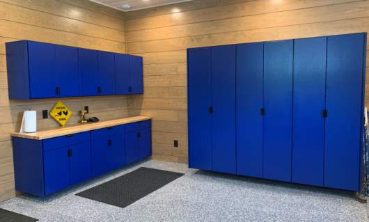 Blue Garage Cabinets